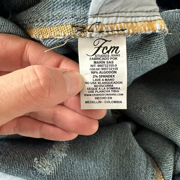 FCM jeans womens distressed skinny denim jeans in medium wash blue - Picture 3 of 10